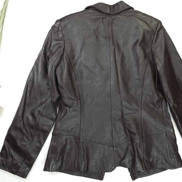 Jaclyn Smith Brown Leather Jacket sz 10 - Picture 9 of 13